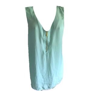 Roz & Ali Blouse Woman 1X Mint Green Sleeveless V-Neck Fairy Flowy Ethereal Top